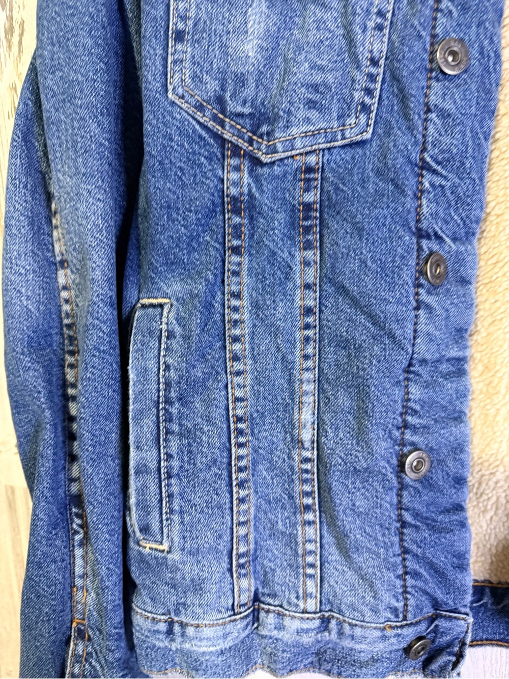 Zara Man Denim Sherpa Trucker Jacket Blue Medium Sherpa Lined Winter Coat - Picture 3 of 8